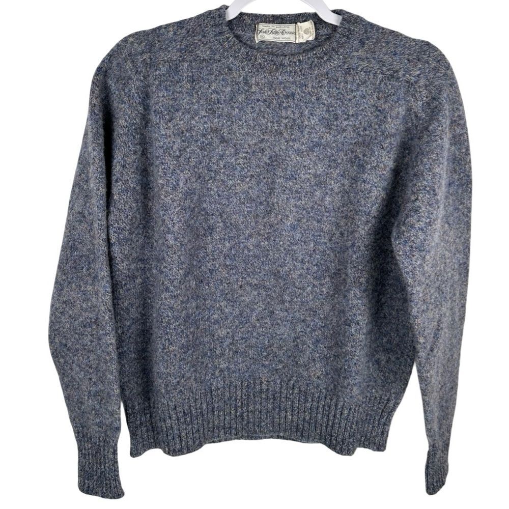 Saks Fifth Avenue Vintage 100% Wool Blue Crewneck Long Sleeve Sweater Size XL